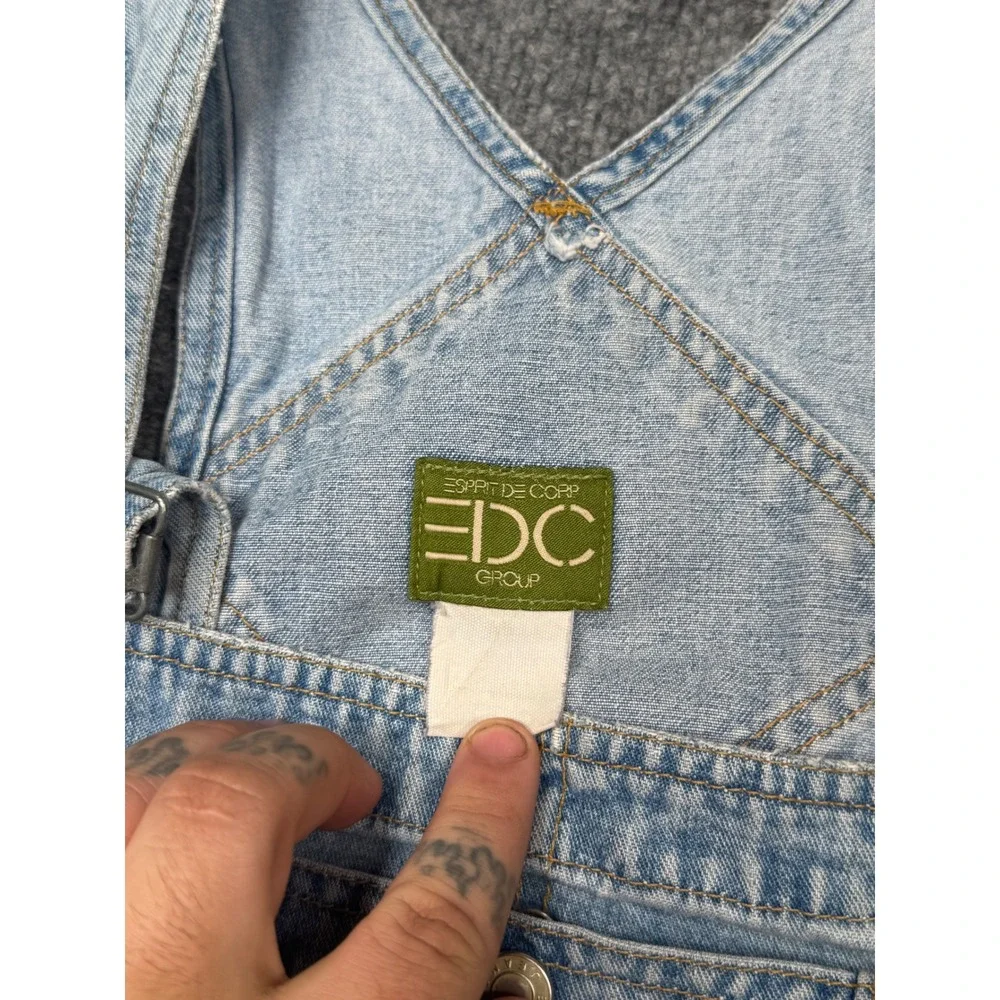 Vintage‎ Esprit EDC Denim Shortalls Light Wash Cotton Overalls 90s Women Medium